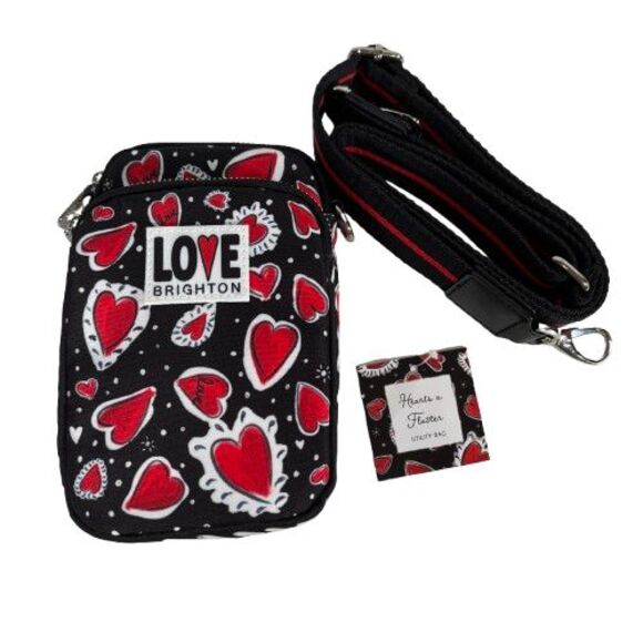 New Brighton Love Hearts A Flutter Utility Crossbody Bag Purse Organizer MRP $88 - Picture 1 of 13